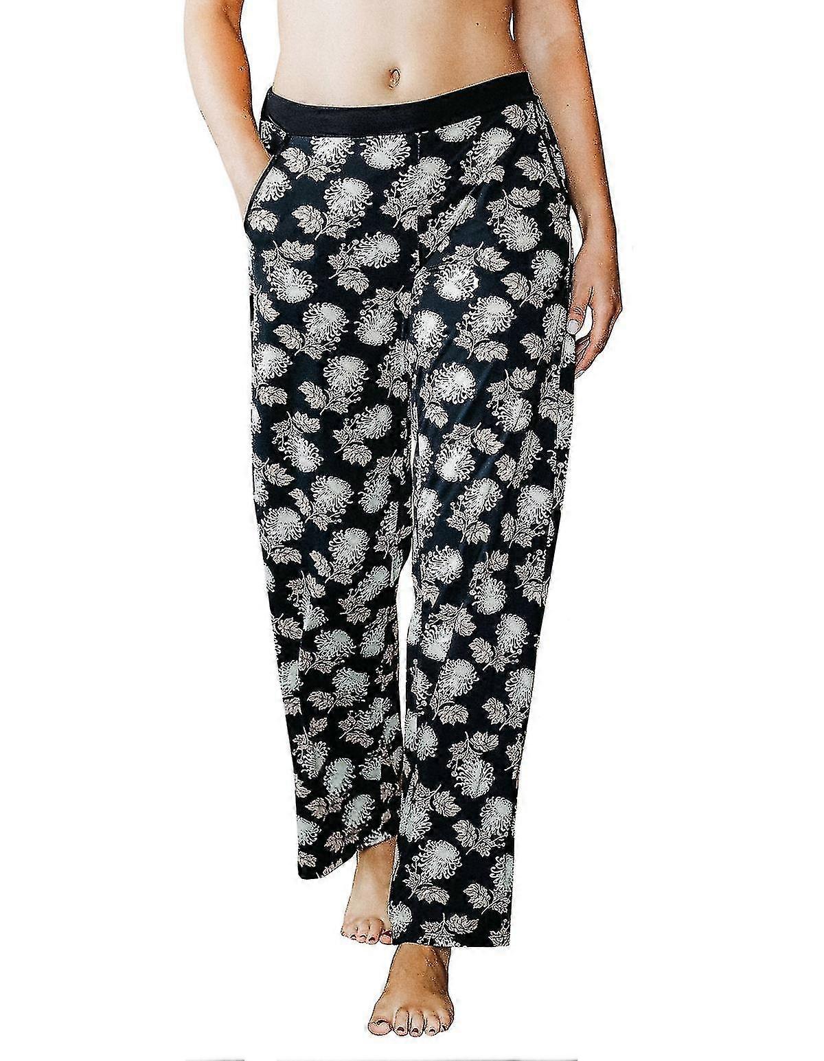 12652-2 Kvinders blomst sort blomster pyjamas bukser