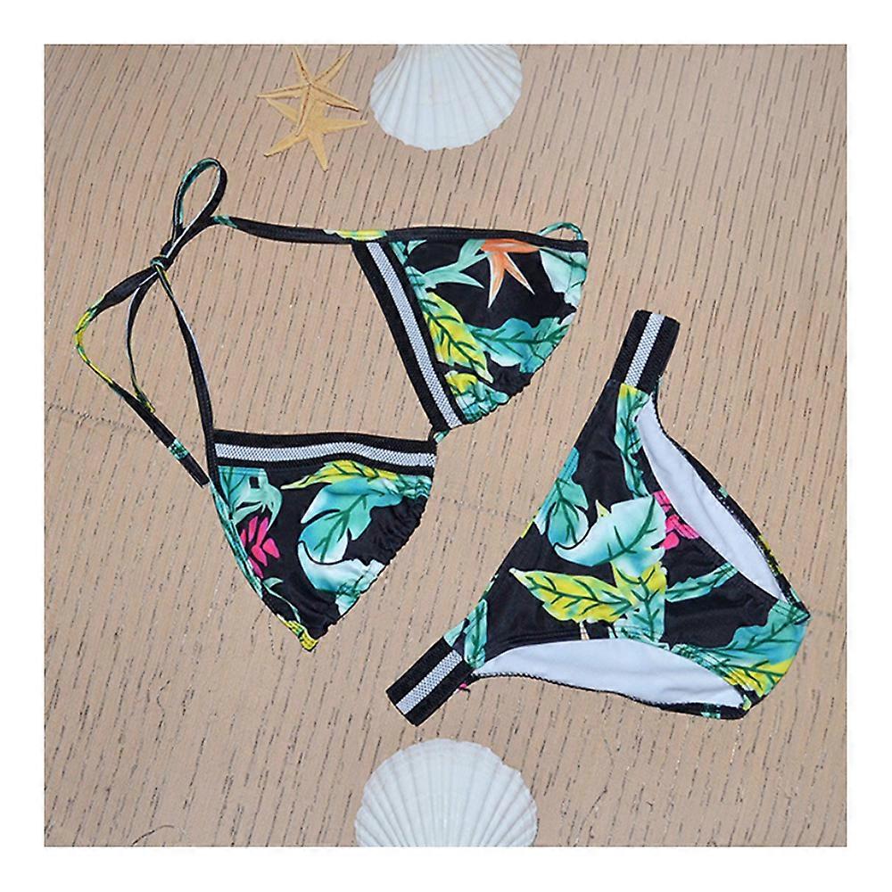 Bikini Set Leaf Druck Bademode Badeanzug