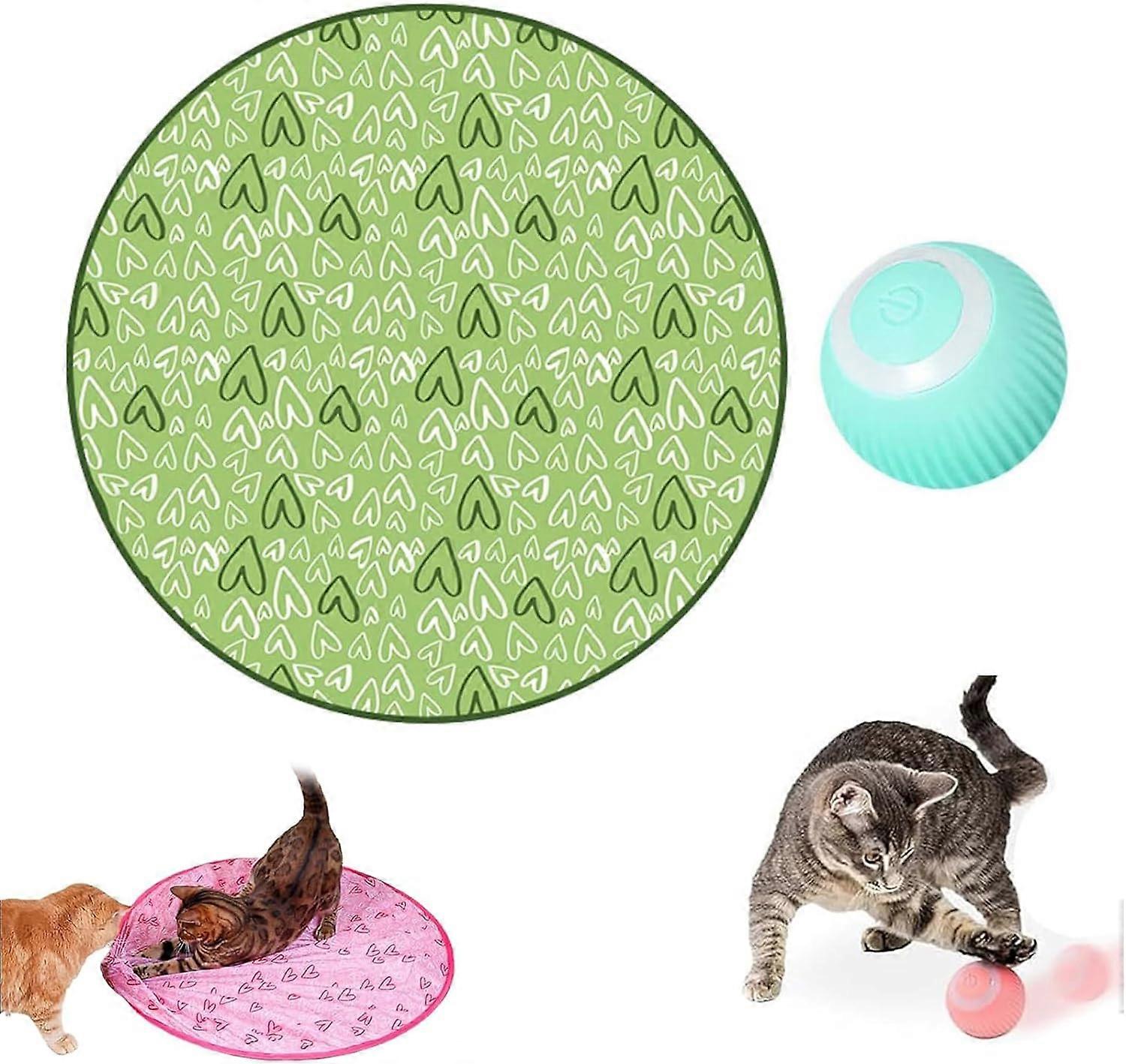 Intelligent Electric Self-Rolling Cat Toy Ball, Automatic 360 Degree Roller Ball, Cat Toy Electric Cat Ball with LED Light, Interactive Cat Ball for C