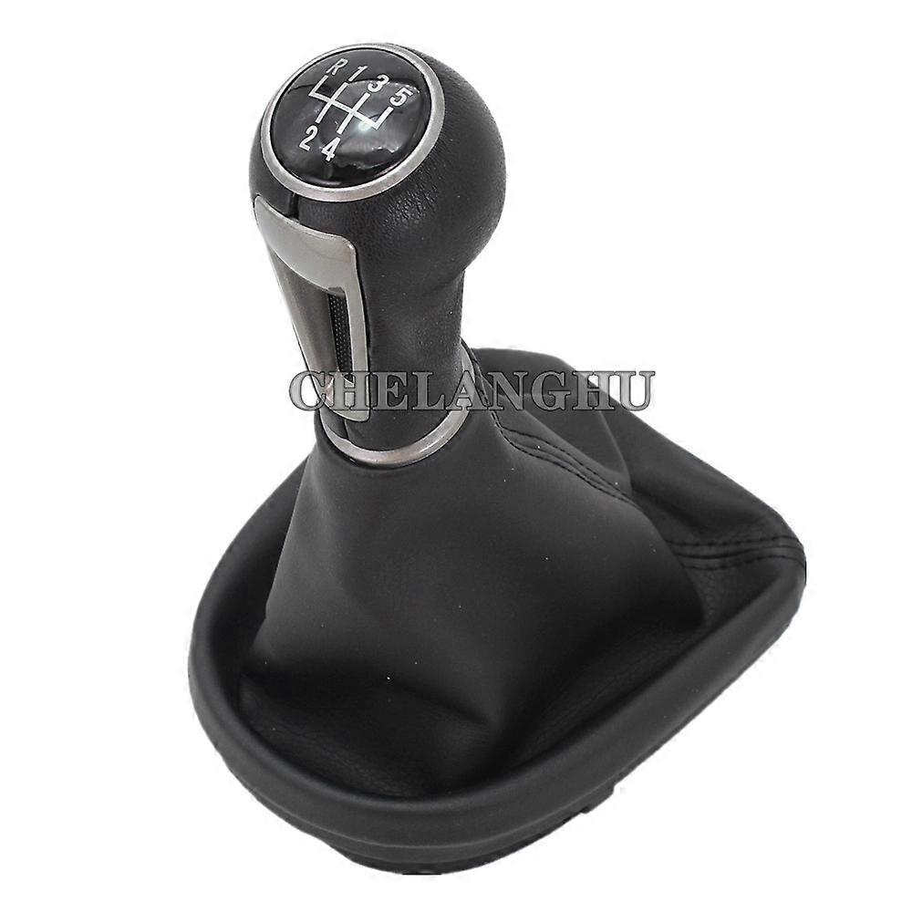 5 / 6 Speed MT Car Gear Stick Shift Knob With PU Leather Boot For Seat Leon 2006 2007 2008 2009 2010 2011 2012-5 speed Black