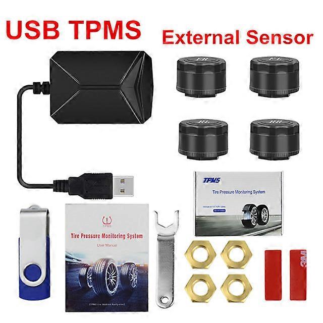 Universally for Cars Solar TPMS Car Tire Pressure Alarm Monitor System Display Temperature Warning Fuel Save with 4 Sensors