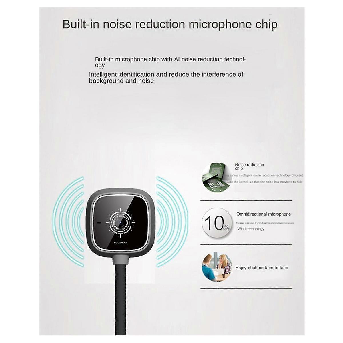 Webcam HD Web Camera Built-in Microphone USB Plug Web Cam for PC Computer Laptop Desktop Free Drive Household Camera
