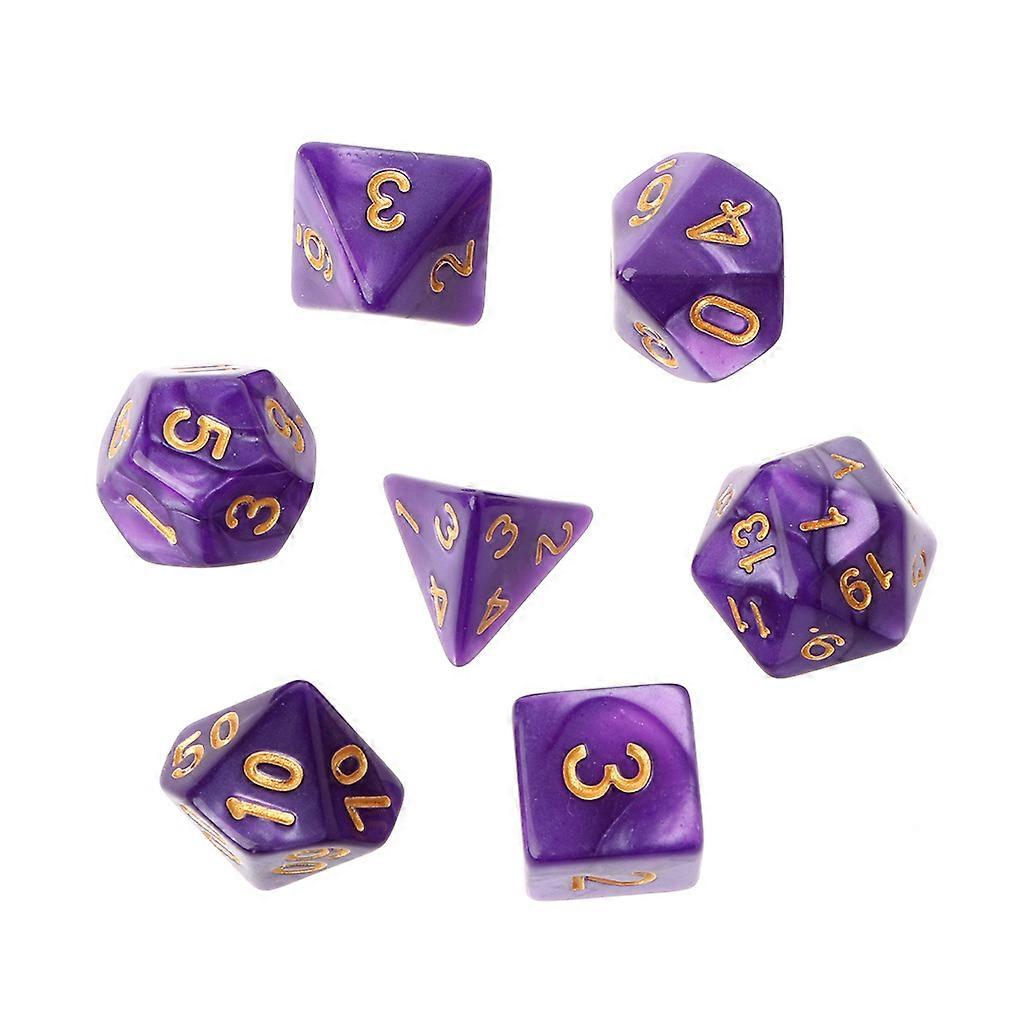 7Pcs Polyhedral Dice Gold Numbers For Dragon Pathfinder D20 D12 2xD10 D8 D6 D4