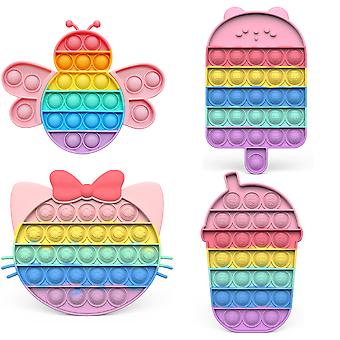 4 Packs Pop It Fidget Toys Pack, Push Pop Bubble Fidget Sensory Toys, Autism Special Needs Stress Relief Silicone Pressure Relieving Toys, Squeeze Toy