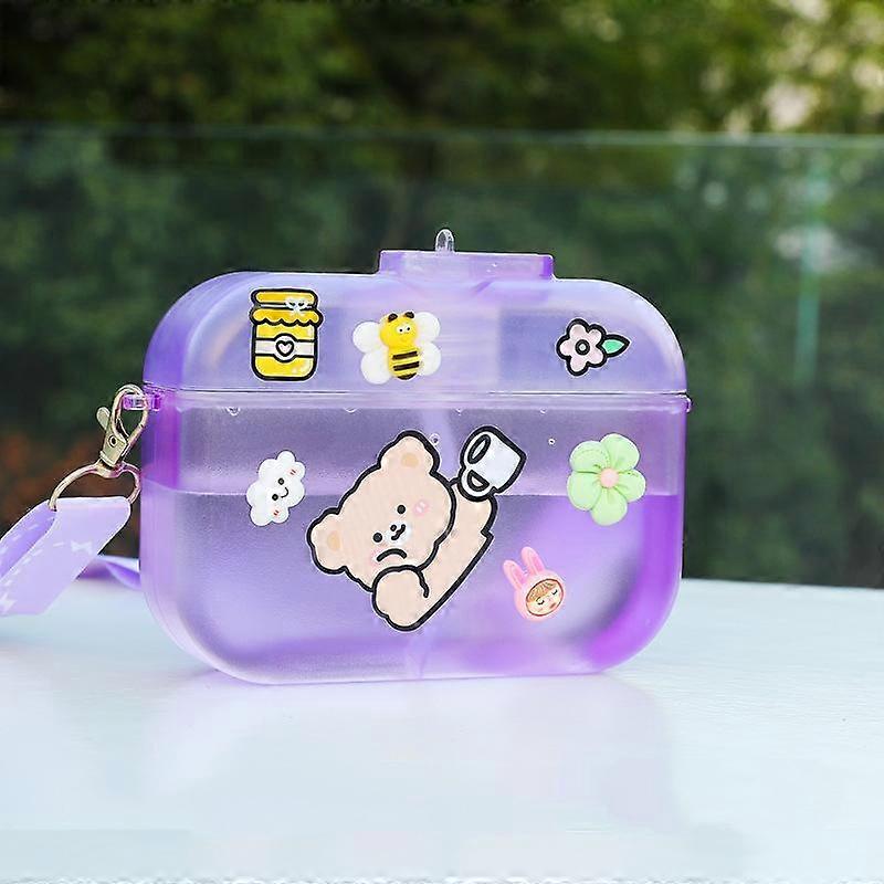 Summer cute small square bag portable strap straw cup purple 400ML