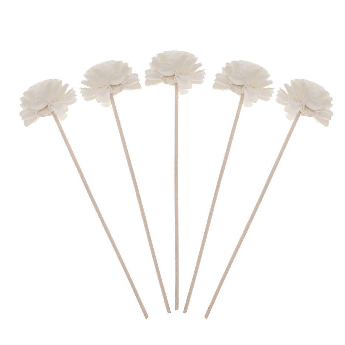 5 Pcs Rattan Reed Sticks Straight Natural Fragrance Reed Diffuser Aroma Oil Diffuser Rattan Sticks with Flower Shape Head Decor (Ivory)