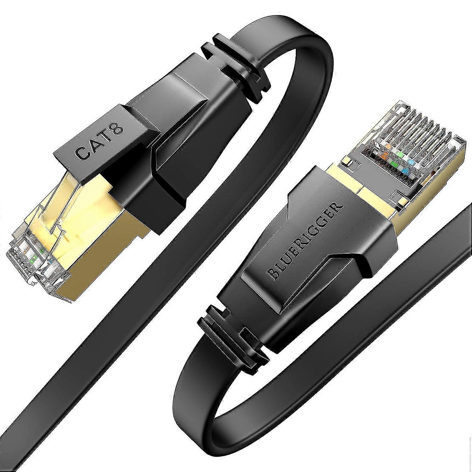 CAT8 Flat Ethernet Cable 10M (40Gbps, 2000MHz, RJ45) High Speed Internet Network LAN Cable Patch Cord - for Gaming, Router, Modem, PC