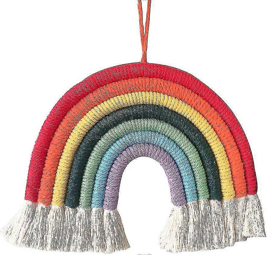 Regenbogen gewebter Wandteppich, handgewebtes Regenbogen-Dekor, Regenbogen-Spitzen-Wandbehang, Regenbogen gewebter Wandteppich für Mädchen Zimmer und Zimmer Dekor