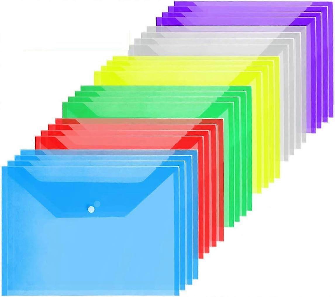 A4 Plastic Wallets Folders - A4 Document Folder Wallet Popper Wallets with Button(24Pcs)