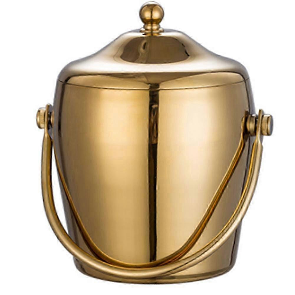 KTV Bar Utensils Ice Bucket, Double Layers Stainless Steel Ice Bucket,Champagne Bucket, Wine Beer Ice Bucket(C)