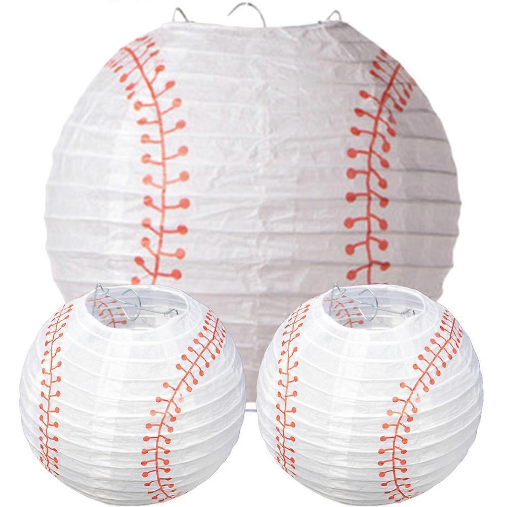 3pcs Baseball Paper Lantern Handcraft Baseball Lantern Creative Paper Lantern Party Decor
