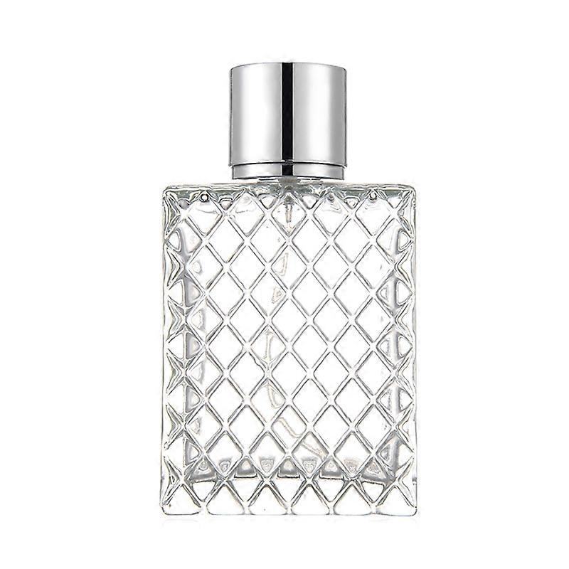100ml Square Grids Portable Clear Travel Refillable Perfume Glass Empty Bottle JIKAIX