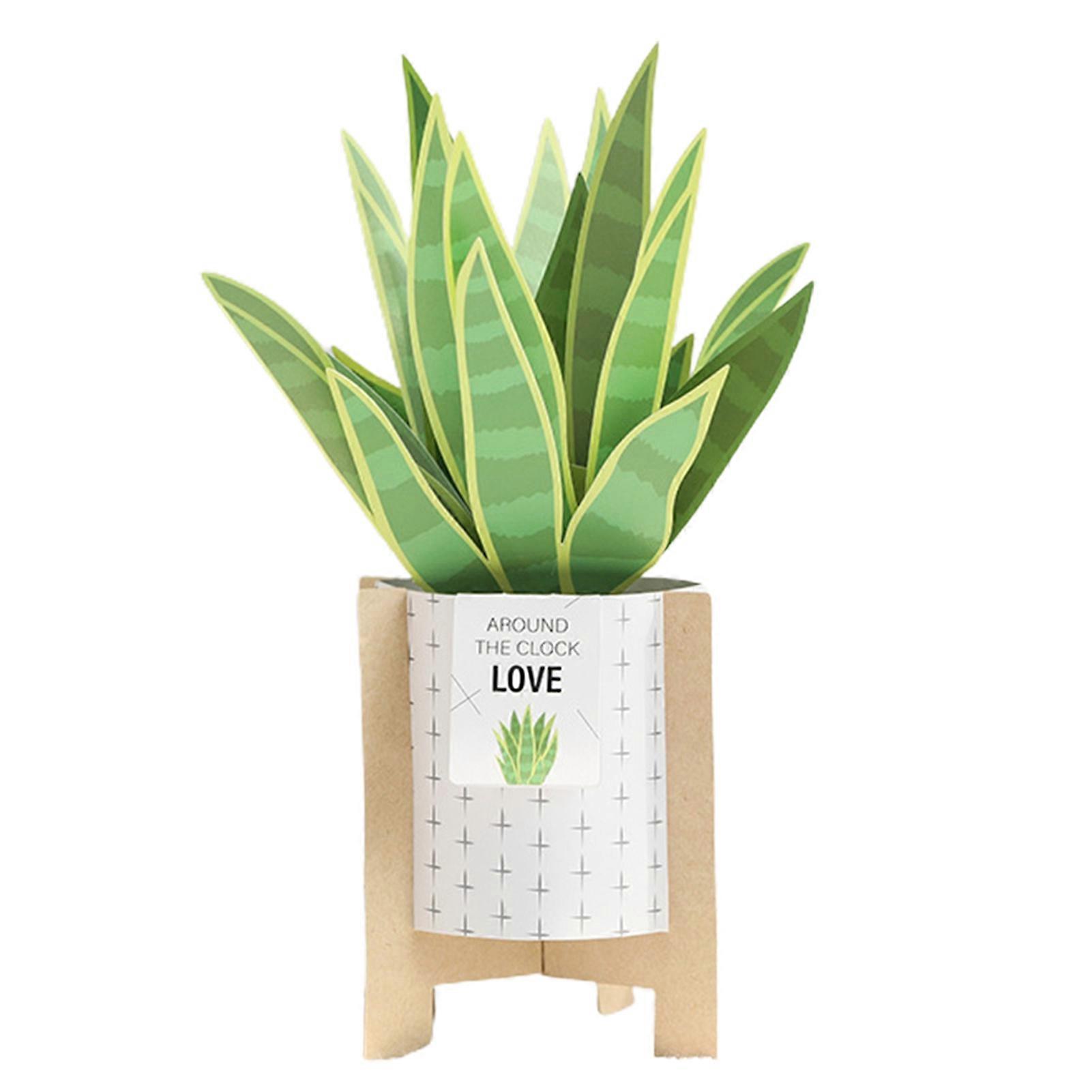 1 Set Birthday Card with Envelope Artificial Plant Bonsai Design Foldable Letters Express Blessings Paper 3D Pop-up Greeting Card Festival Supplies Qi