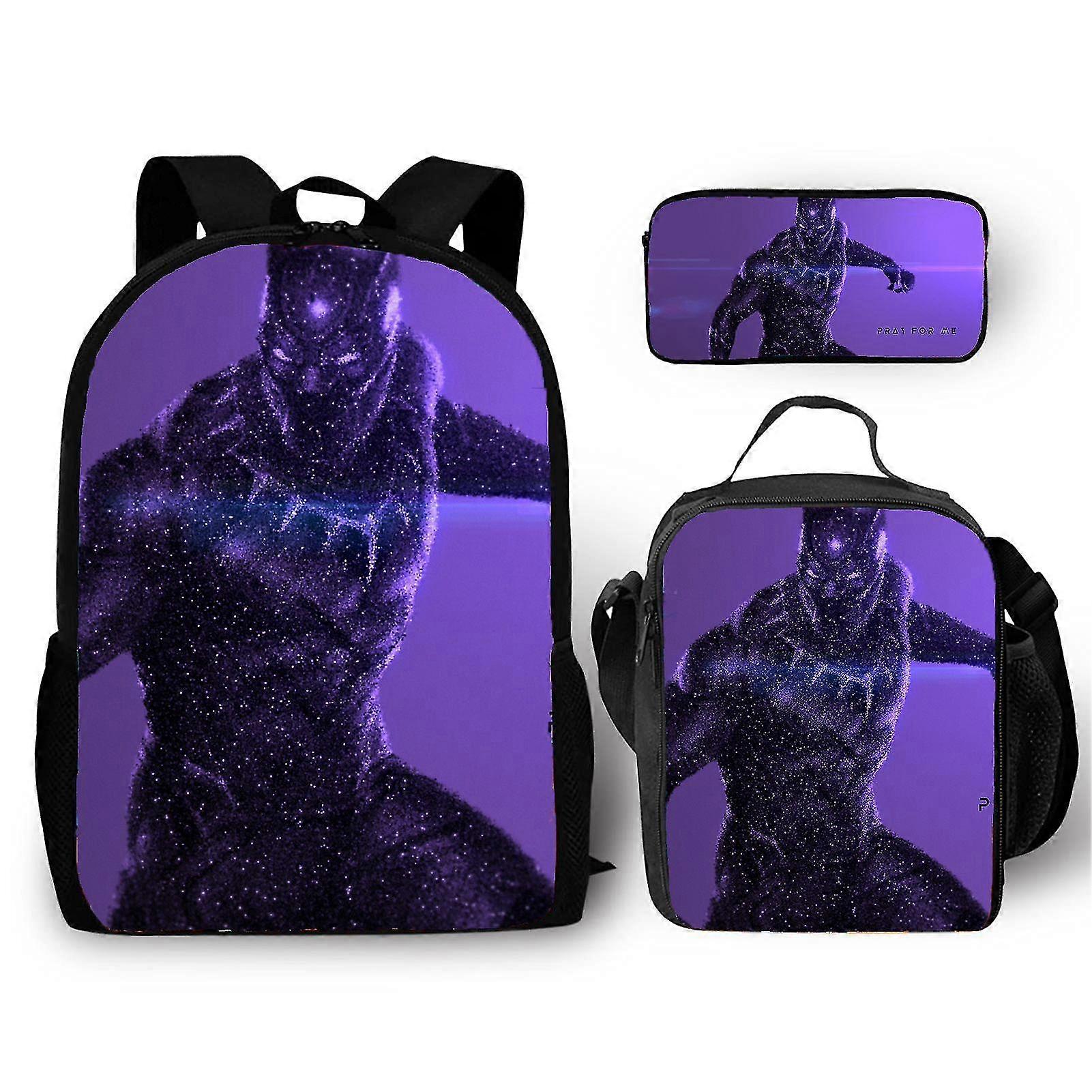 Harajuku كلاسيك النمر الأسود 3 قطع / مجموعة حقيبة ظهر 3D طباعة مدرسة طالب حقيبة كتب أنيمي كمبيوتر محمول Daypack حقيبة الغداء مقلمة