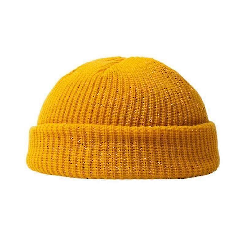 Cold Hat Winter Warm Pullover Hat Versatile Double Knit Wool Hat Solid Color Fashion Outdoor Hat-r