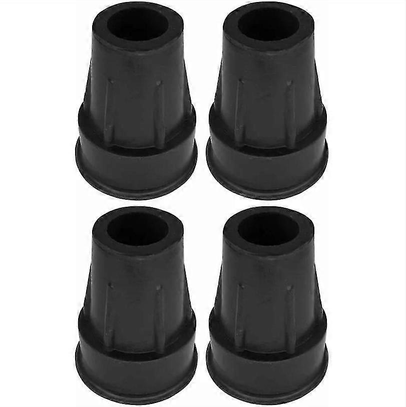 4x Reinforced non-slip outer round tube tip Cane Crutch Stick with black vulcanized rubber metal reinforcement insert for  19mm Hiking Safety Walking