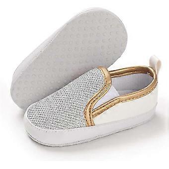Infant Baby Boys Girls Canvas Shoes Slip On Soft Sole Moccasins Toddler First Walker Sneaker Newborn Crib Shoe Walkbee 6 12 Months Infant L Shiny Silv