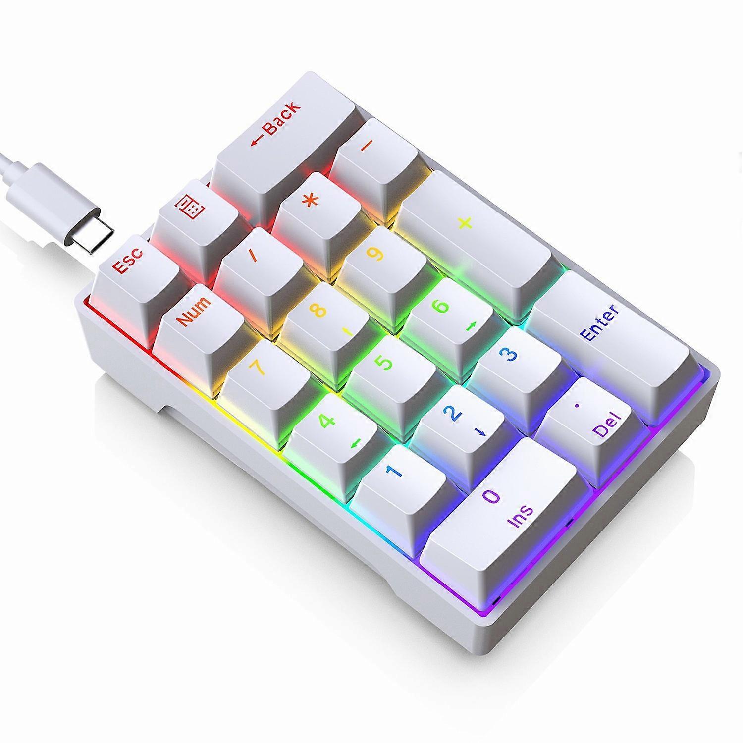 Y-FRUITFUL YF20 Laptop Mechanical Numeric Keypad 20 Keys RGB Backlit Wired External Mini Keyboard -