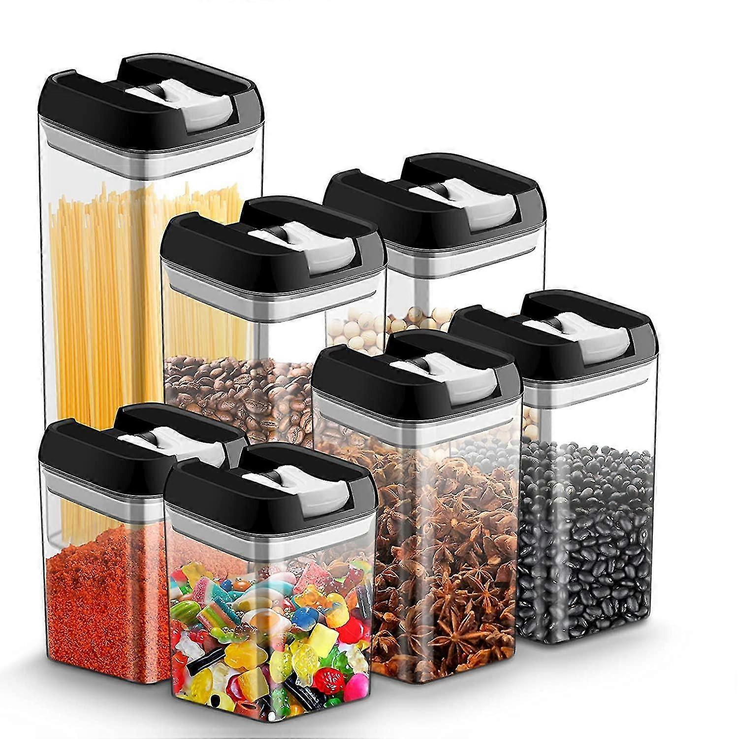 7pcs Plastic Food Storage Container Jar Set With Lid Kitchen Sealed Cans