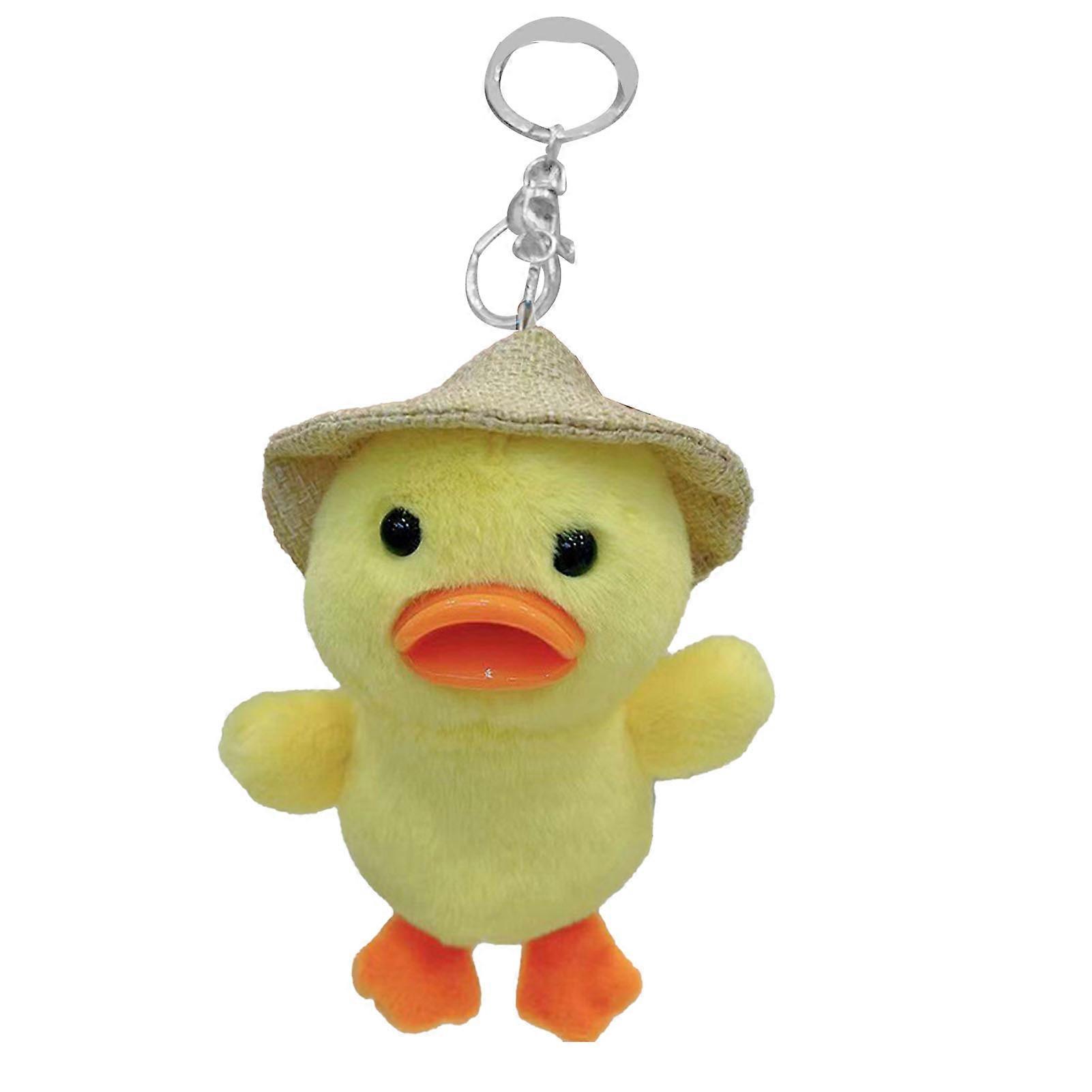DTCY Plush Duck Keychain Cute Fine Workmanship Soft Stuffed Duck Keychain Pendant for Bag Backpack Hat Style with Silver Buckle