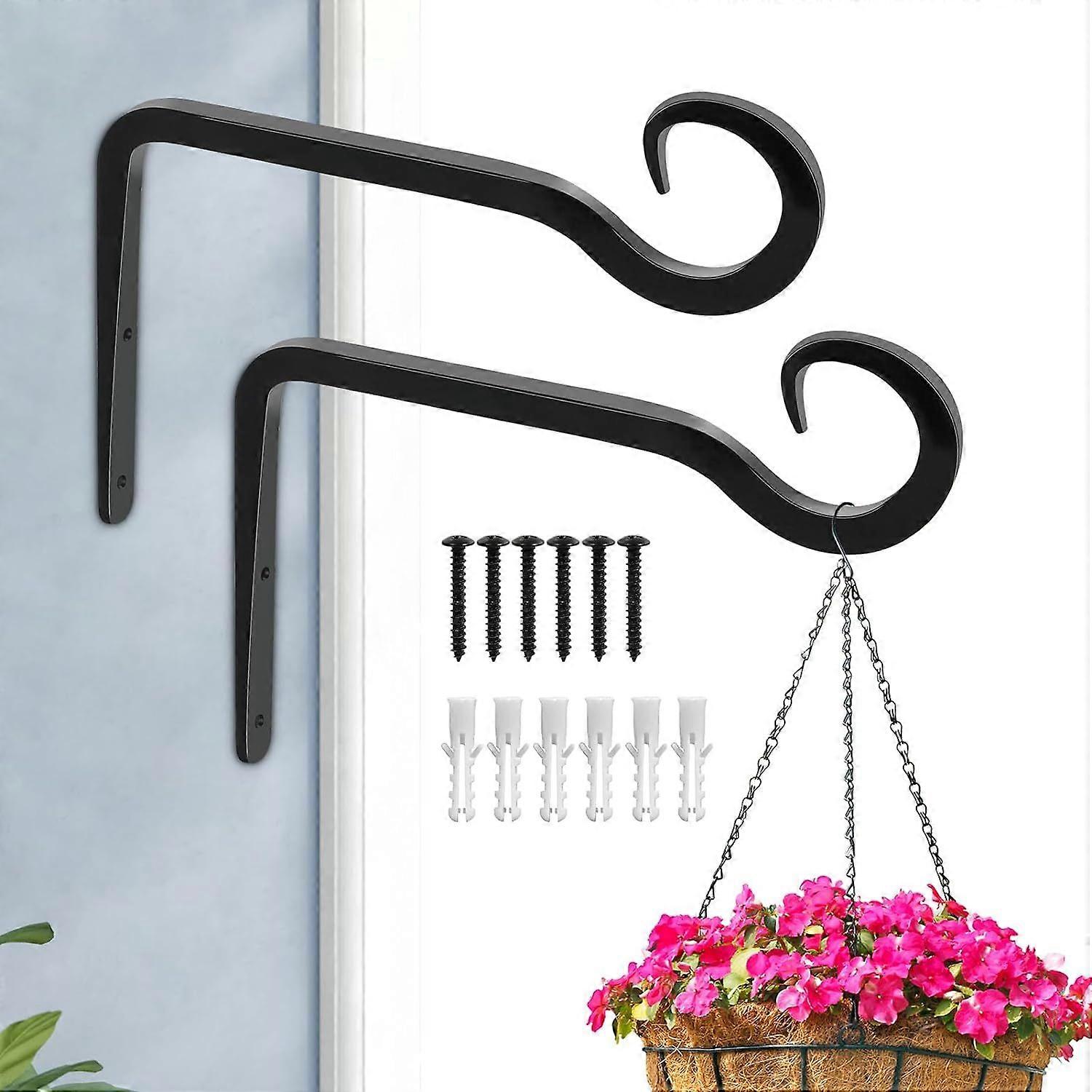 SBSG 2 Pack Hooks for Hanging, 6inch Plant Hanger Indoor Metal Wall Hooks for Hanging Bird Feeder, Outdoor Hanger Decorative Plant Hooks for Hanging B