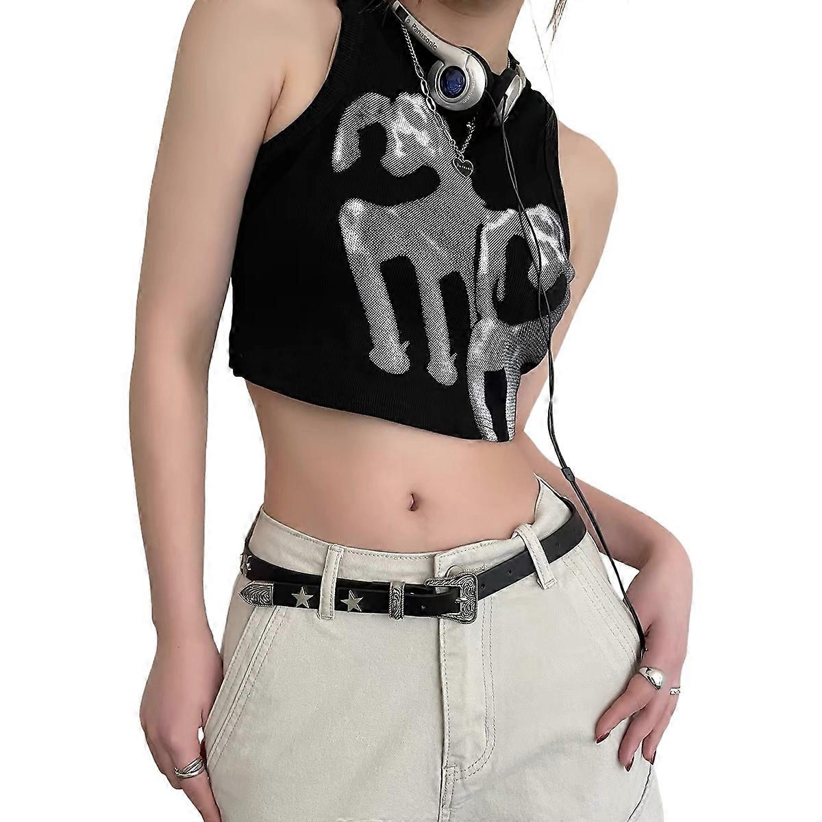 1 pair of star embellished belt Punk style jeans Bandwidth 1... 8cm long 103m