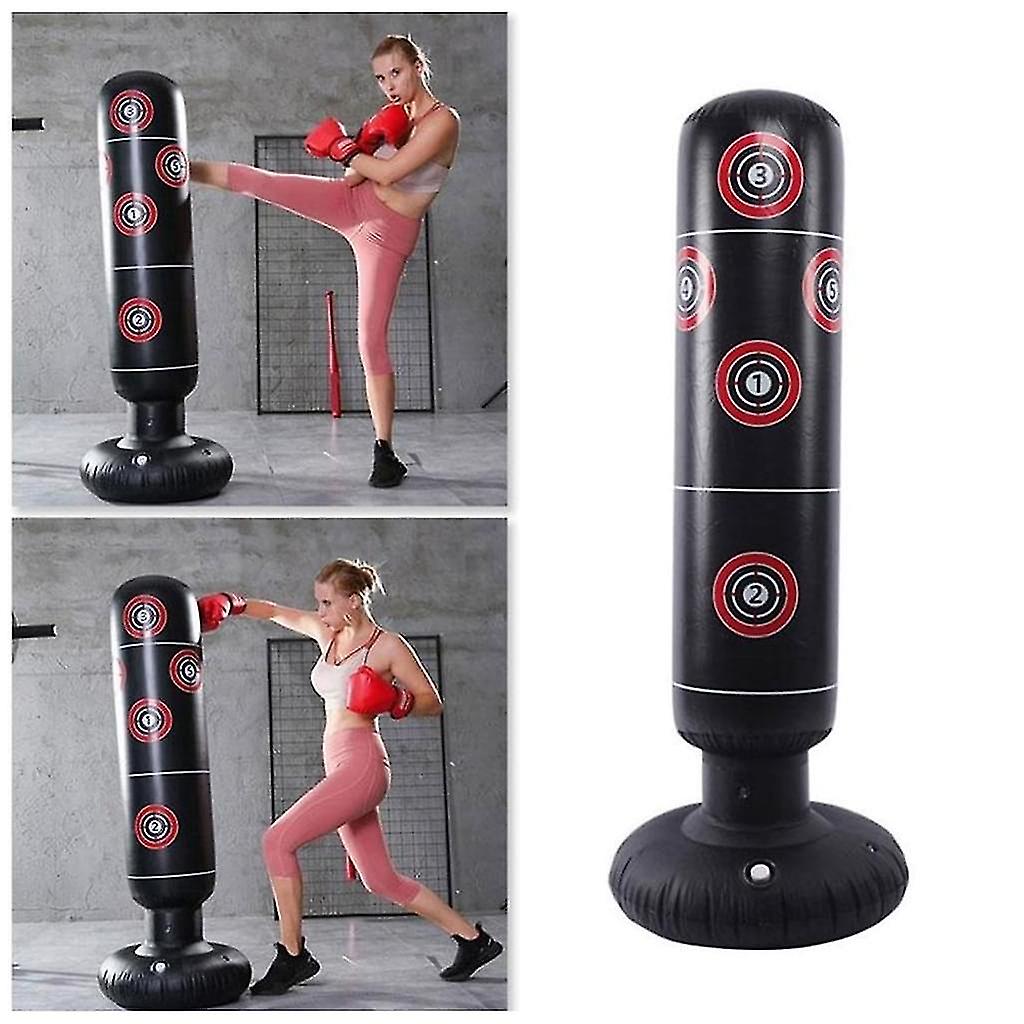 Sac De Frappe Gonflable Autoportant 160cm - Rouge Vin - Avec Base à Eau/sable Et Pompe Incluse - Pour Fitness Et Défouloir - Enfants 12+ Et Adultes