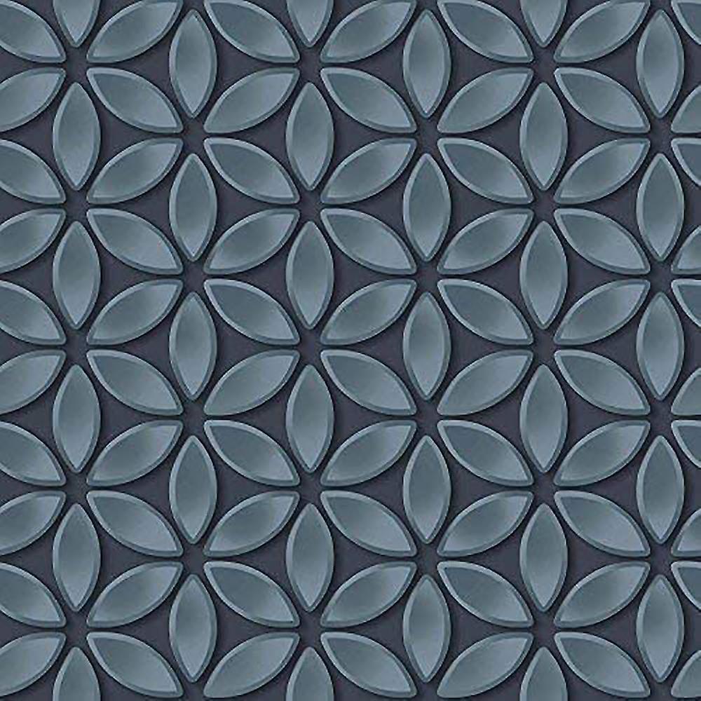 Navy Floral Wallpaper