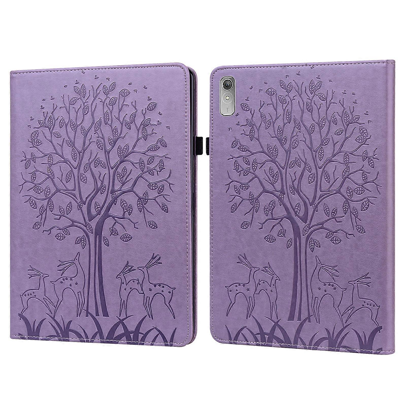 For Lenovo Tab P11 Gen 2 Tree & Deer Pattern Embossed Leather Tablet Case