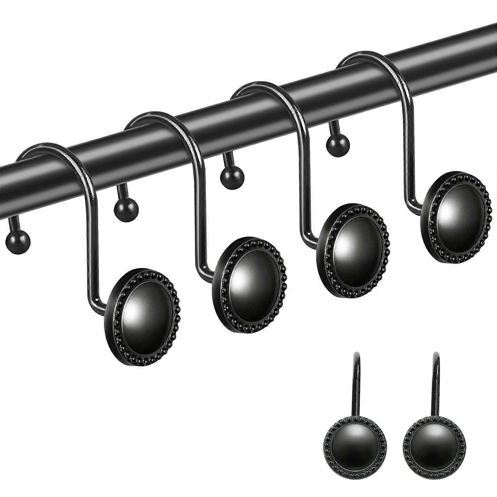 12 Set Shower Curtain Hooks Rings Decorative Rust Resistant for Bathroom Curtain Glide