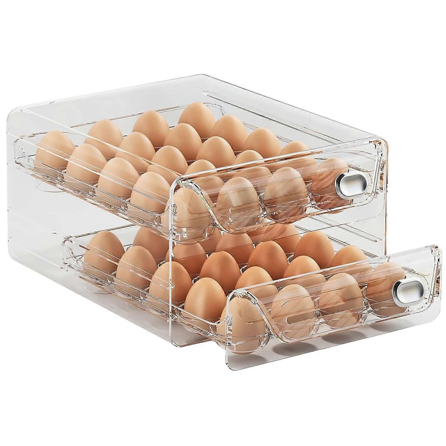 Egg Storage Container with Timer Scale Double Layer Large Capacity Space-saving Refrigerator Egg