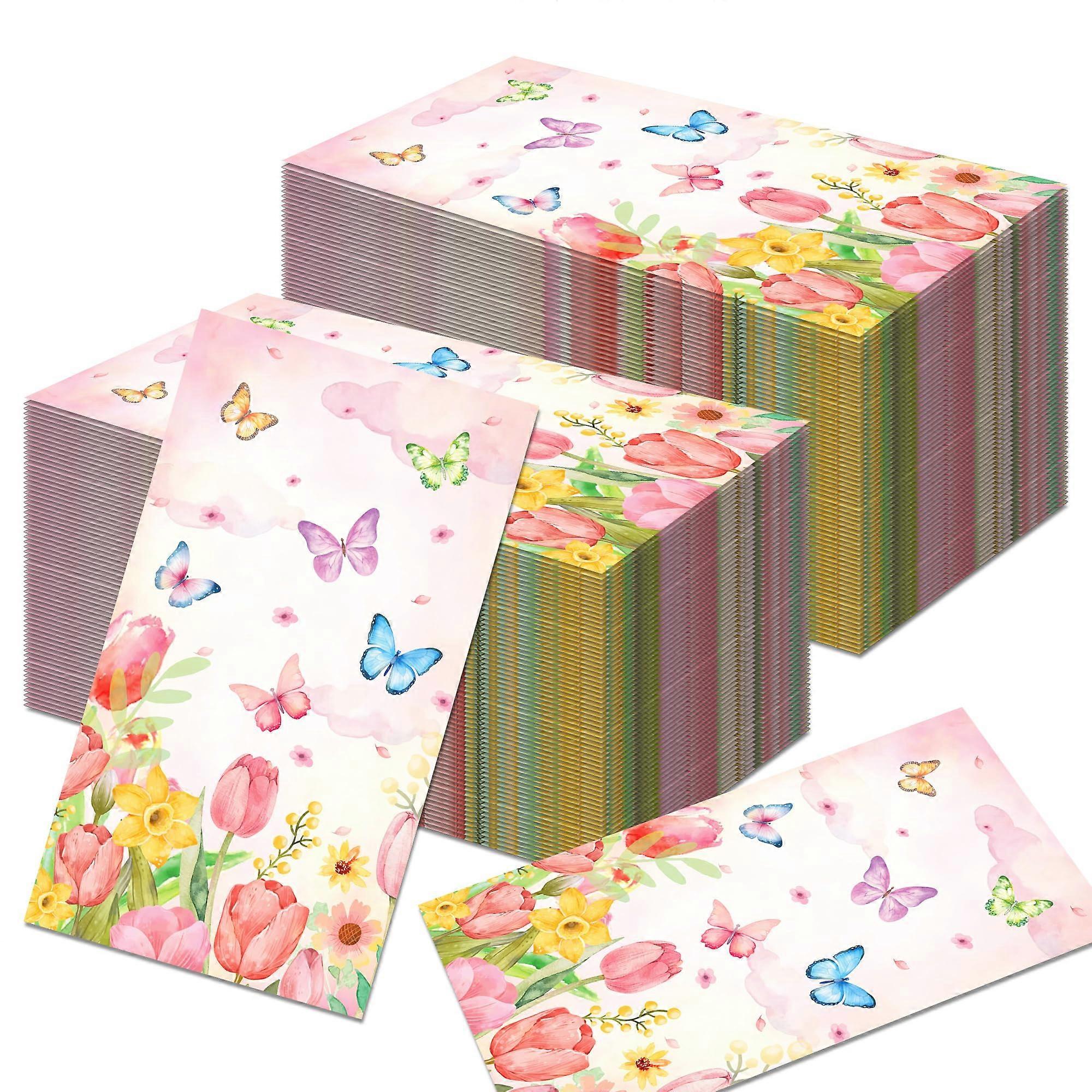 100 pieces of butterfly floral tissue paper for party, 8x4.5 inches
