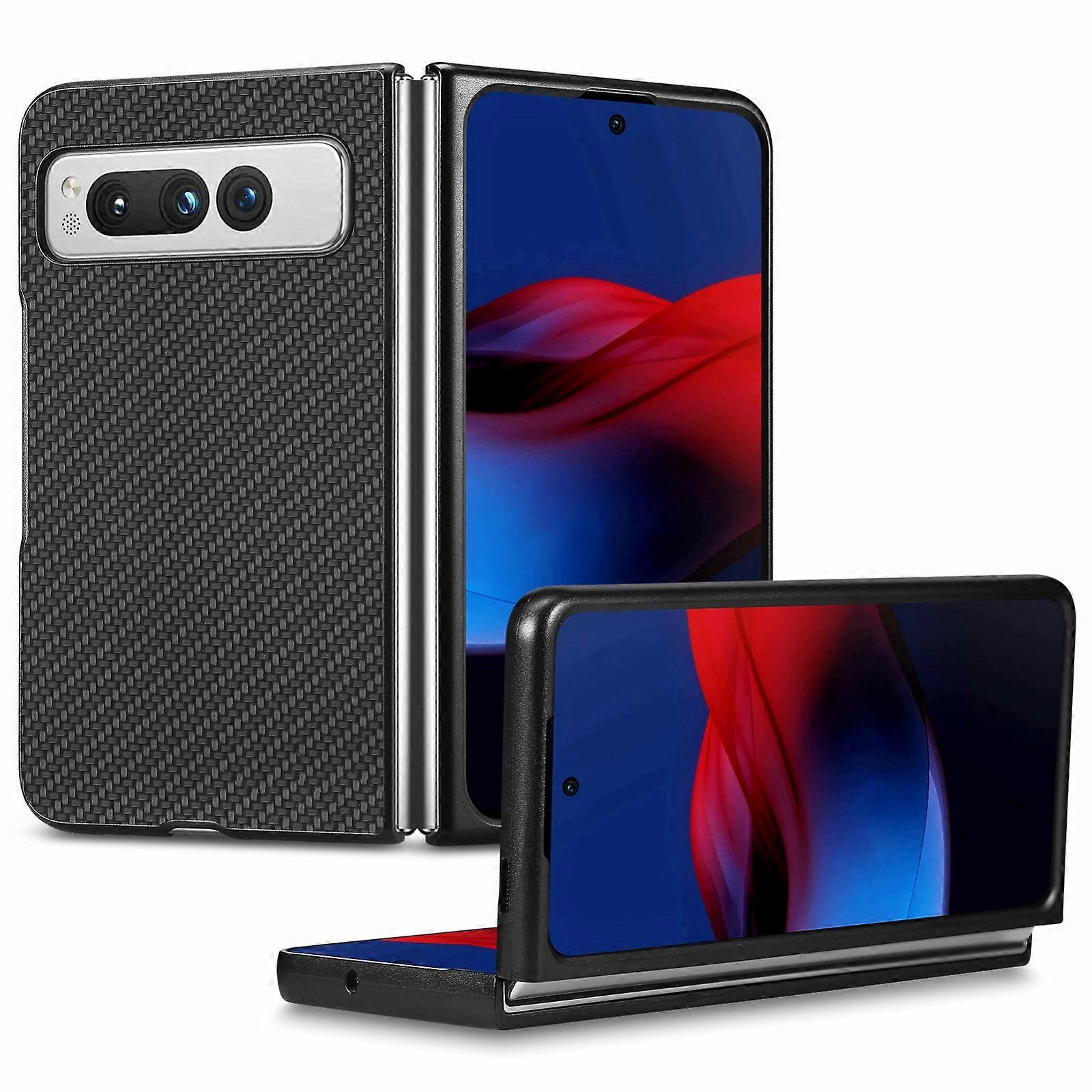For Google Pixel Fold Carbon Fiber Texture Leather Back Cover Phone Case