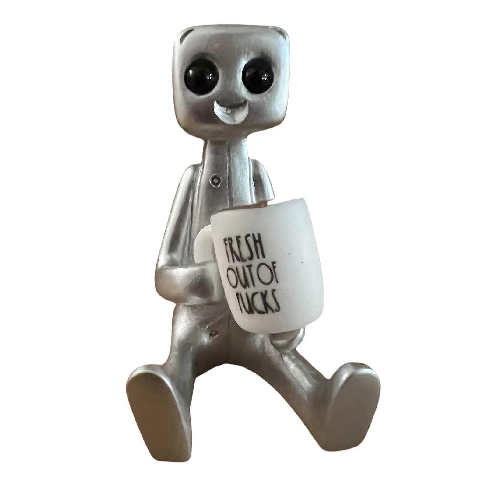 Funny Resins Robot Sculpture Anxiety Relieve Inspirational Robot Statue Figure Toy for Home or Office Desktop Decoration