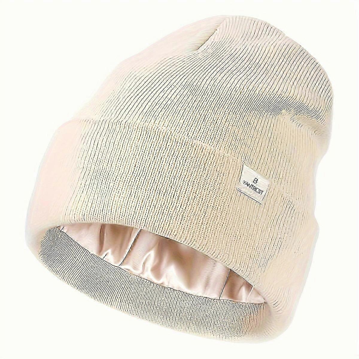 الساتان اصطف قبعة صغيرة الشتاء للنساء الرجال ، قبعة صغيرة مبطنة بالحرير متماسكة قبعة دافئة دافئة