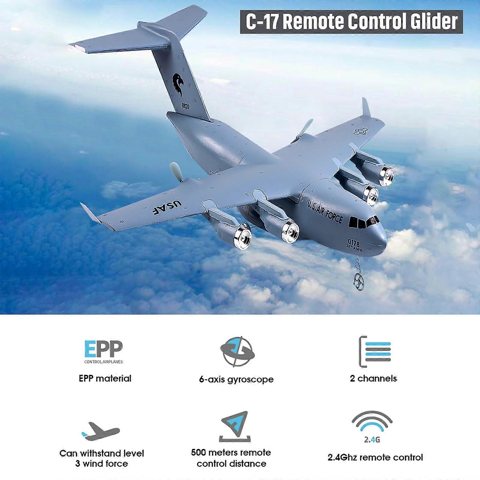 Remote Control Airplane, Transport 390mm Wingspan 2.4GHz 2CH 6-Axis Gyro EPP Remote Control Glider RTF for Beginner