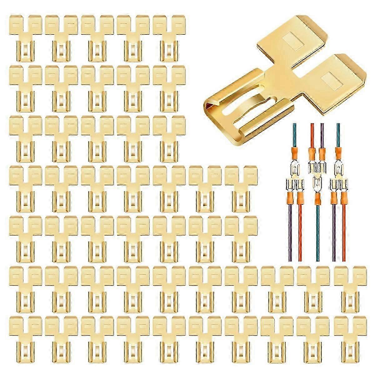 30Pcs Double Back Spade Connector Quick Disconnect Electrical Two-Way Wire Terminal Adapter Non-Ins