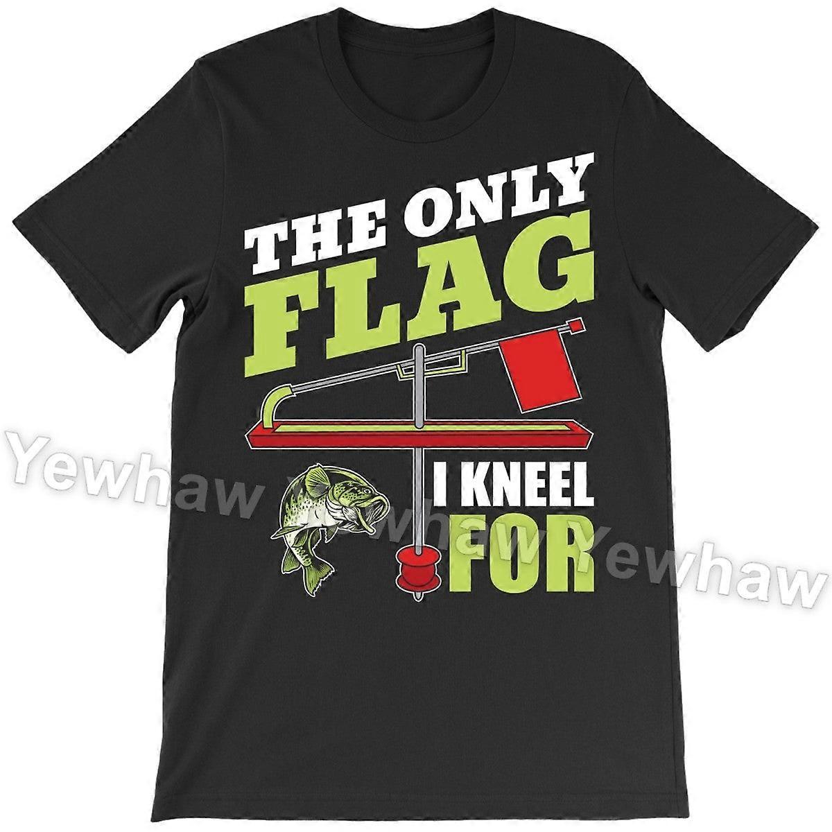 The Only Flag I Kneel For Ice Fishing Lovers Gift T-shirt, Fisherman Present Tees, Winter Fish Frozen Lake Tshirt