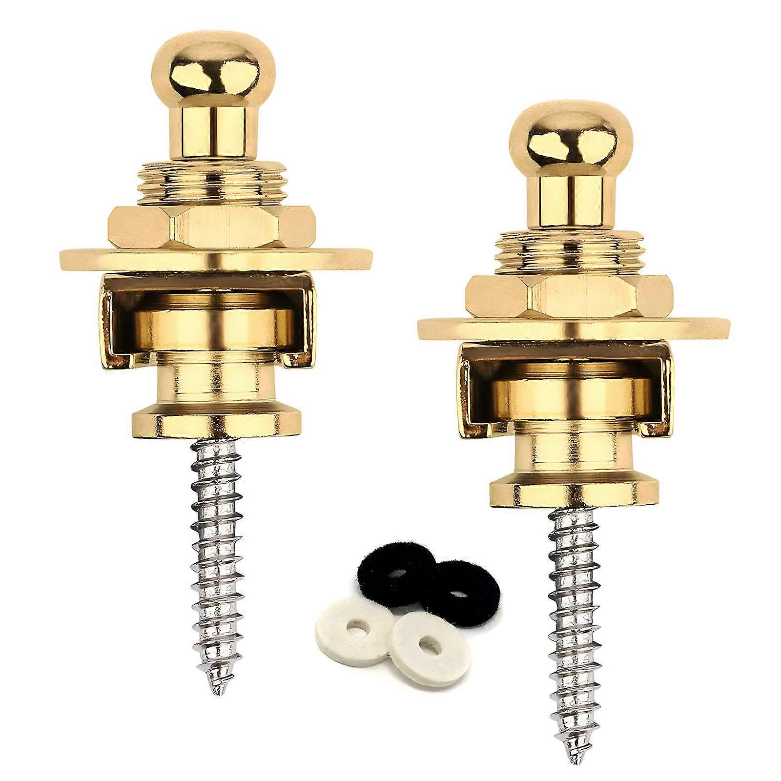 2 stycken gitarrremlås lättanvända gitarrremsknappar metalltextur basremlås metallgitarrstift för gitarr gyllene