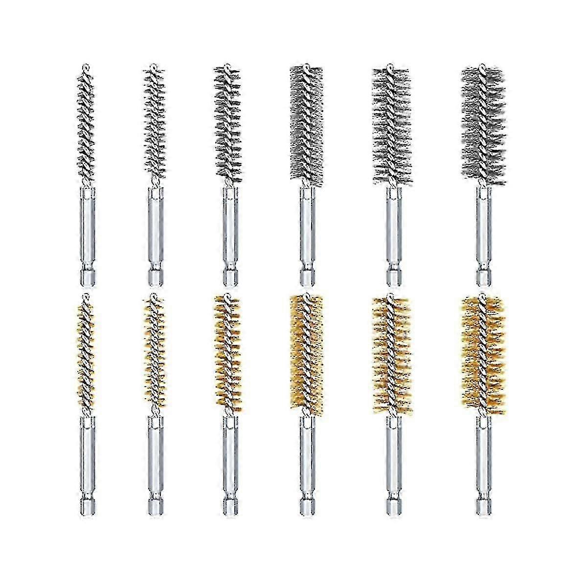 12pcs Steel Bore Wire Brush with Handle for Pipe Cleaning