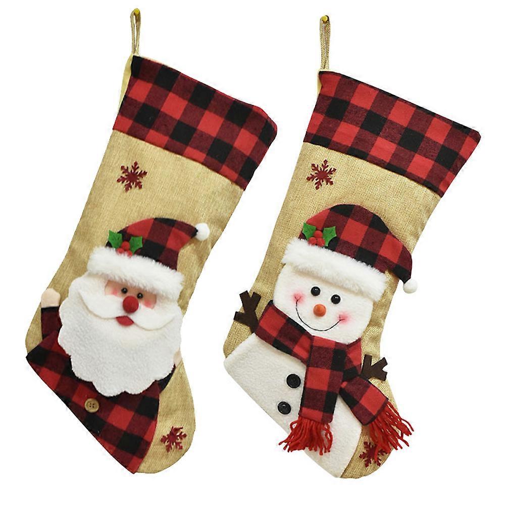 Customizable Christmas Stockings, Classic Plaid Design With 3D Decal Adds A Touch Of Tradition, Generous Size Ideal For Stuffing With Heartwarming
