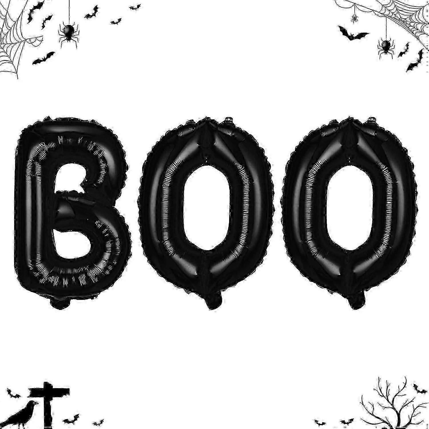 Halloween Boo Foil Balloons - Black Boo Balloon Banner Set f54