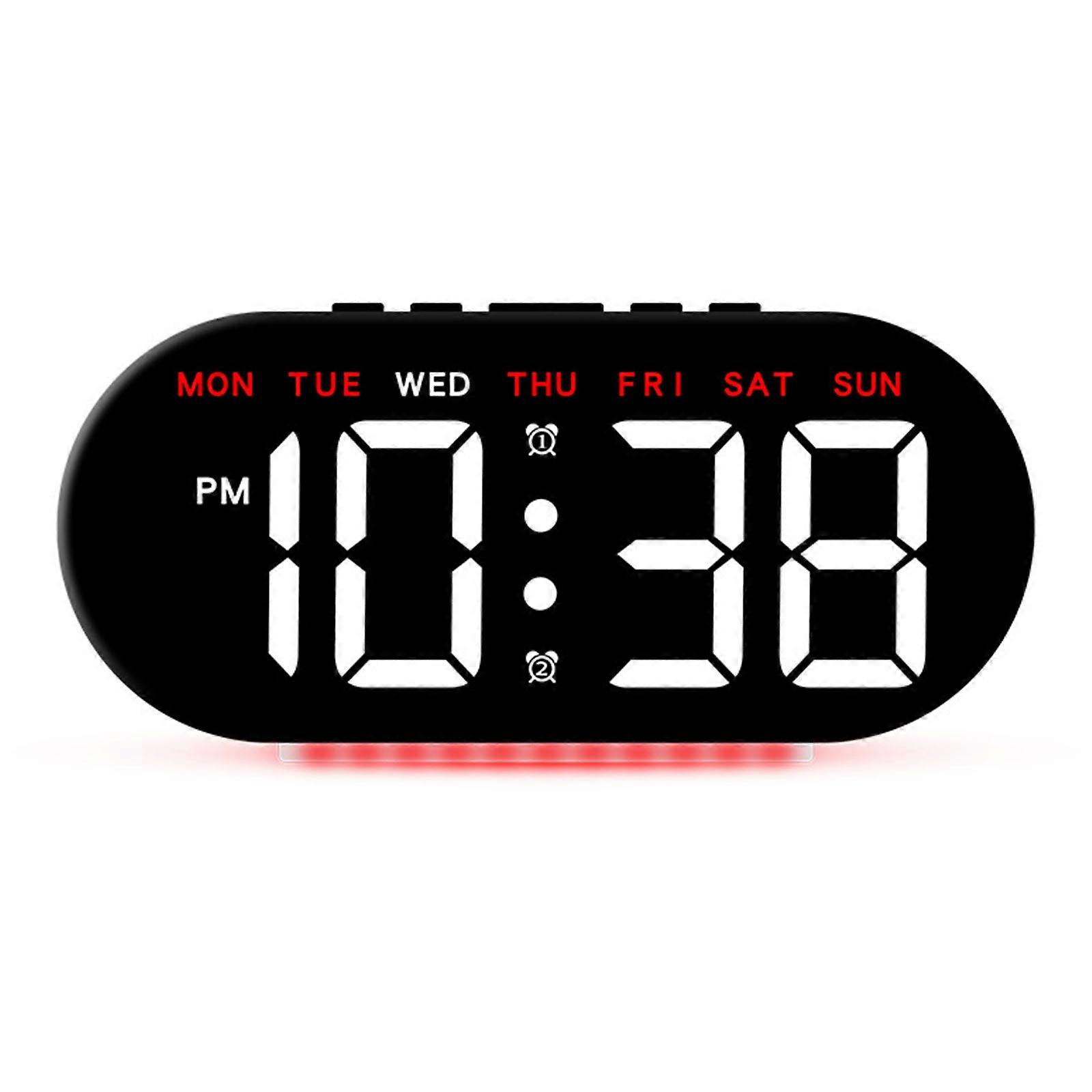 LED Alarm Clock With 2 Alarms Large Led Date Display USB Charging Digital Alarm Clock Contemporary Bedside Clock