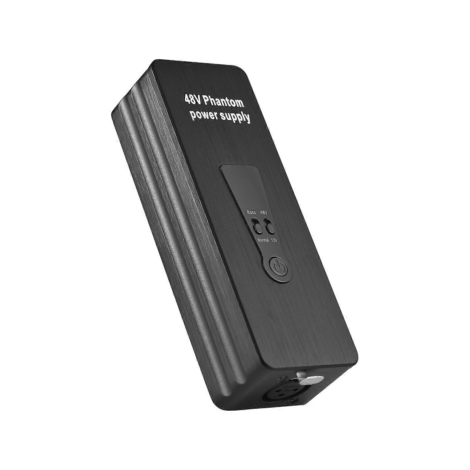 48V/12V Phantom Power Supply for Condenser Microphones Mic Preamp Plug and Play Portable Rechargeable Phantom Power Low Noise and Interference-Free U