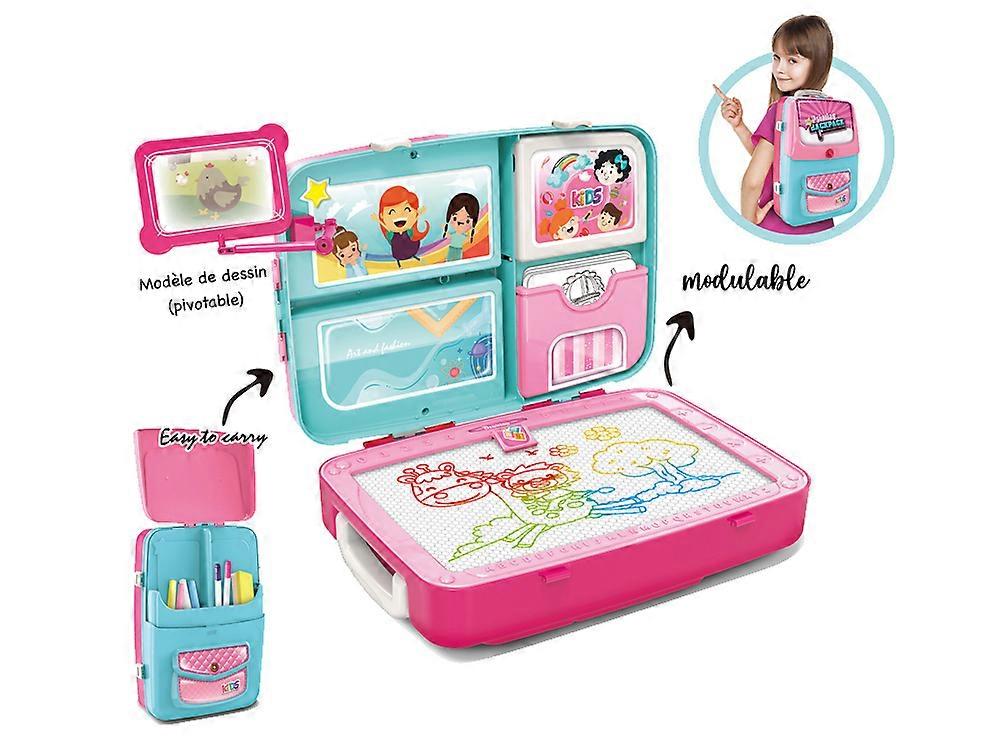 Modular 3-in-1 drawing bag/case - Backpack model, Blue / Pink