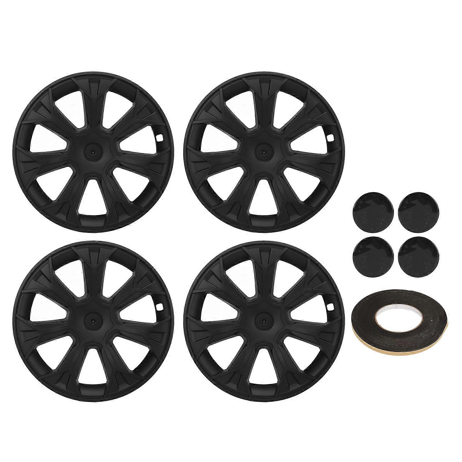4PCS 19in Wheel Hubcap Snap On Matte Black Full Protection Replacement for Tesla Model Y 2021 to 2024