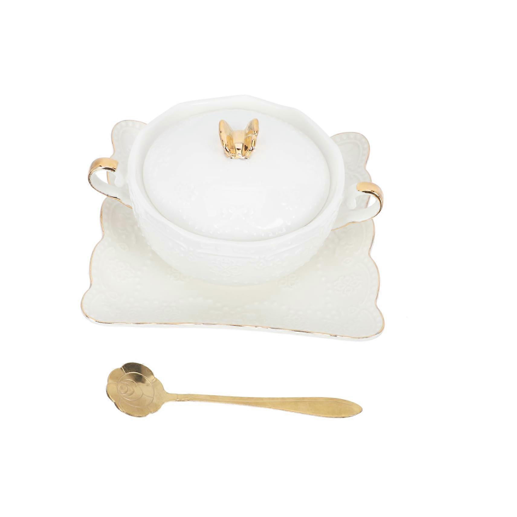 Set of Luxury Dessert Bowls with Double Handle for Storage