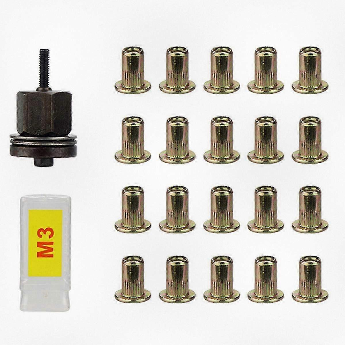 21pcs Hand Rivet Nut Set Manual Installation Tool Kit for M3 Rivnuts Fasteners