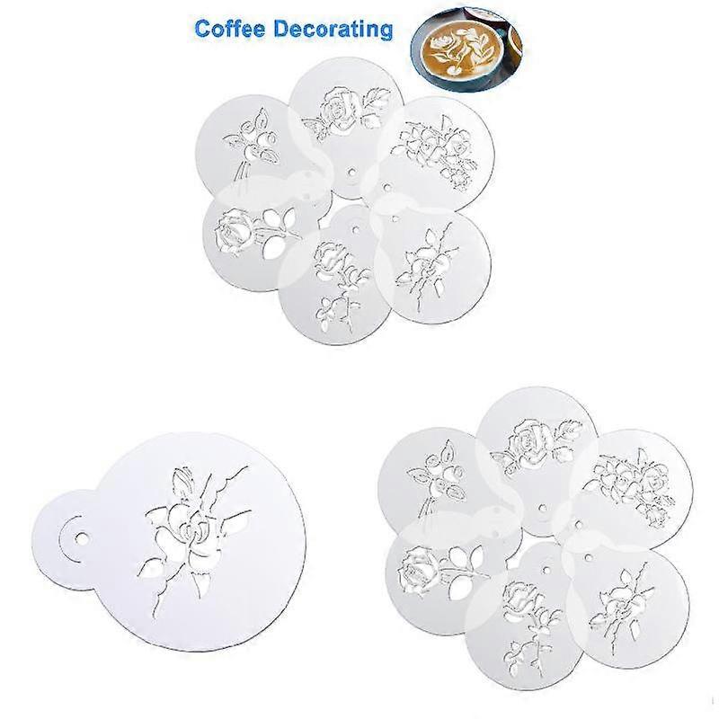 6pcs Coffee Decorating Stencils Fancy Printing Model Coffee Foam Spray Template
