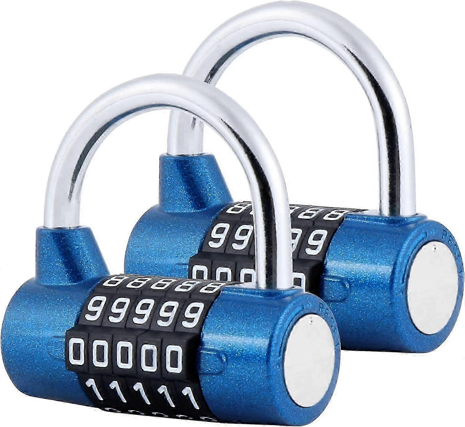 5-Digit Combination Padlock, 2 Pcs Padlock for Gym, Can be Reset Combination Locks for Locker, Toolbox, Fences, Bike, etc Blue